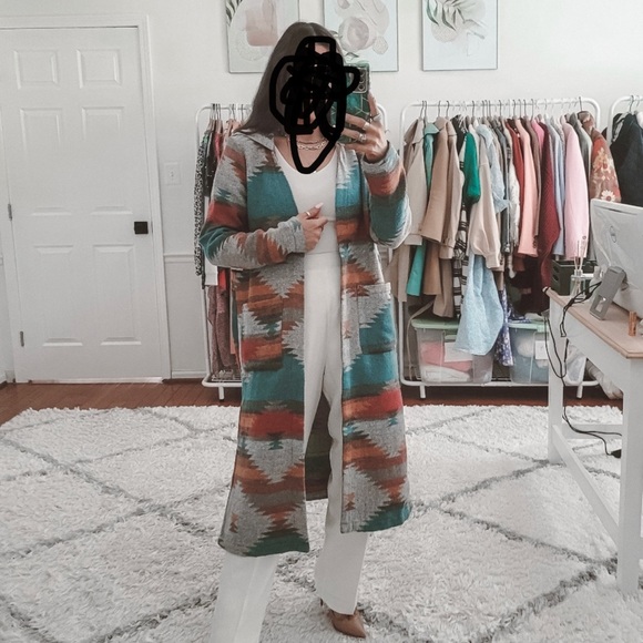Dictionary Aztec printed long cardigan jacket - Picture 1 of 2